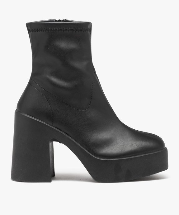 Boots femme unies à semelle plateforme et talon flare vue1 - GEMO(URBAIN) - GEMO