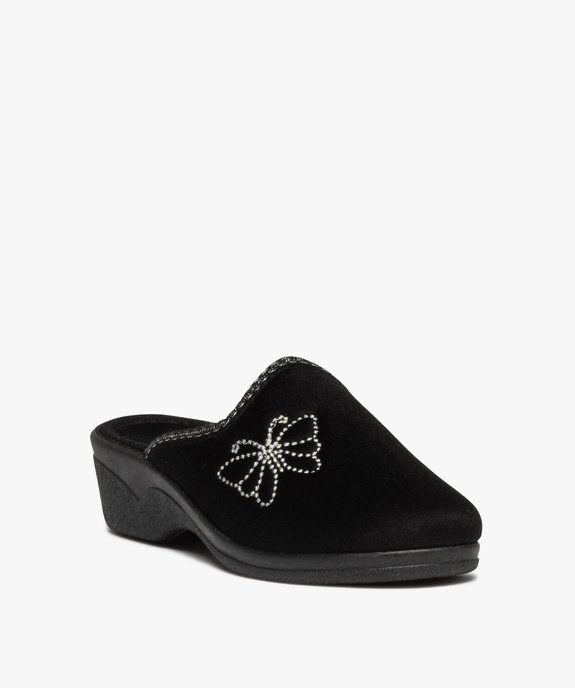 Chaussons femme compensées velours brodé vue2 - G'FLEX - GEMO