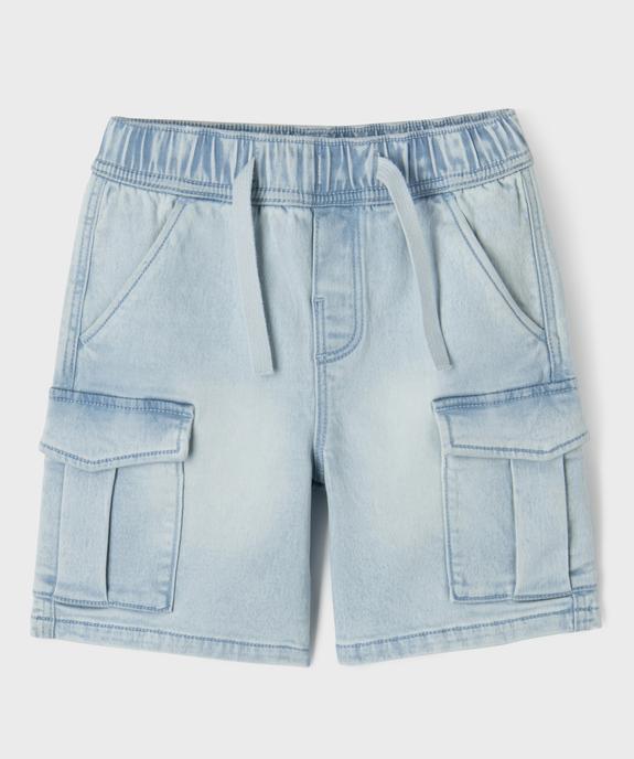Bermuda parachute en jean stretch avec taille ajustable garçon vue1 - GEMO 4G GARCON - GEMO