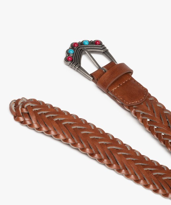 Ceinture femme tressée avec boucle ciselée en métal et perles colorées vue2 - GEMO (ACCESS) - GEMO
