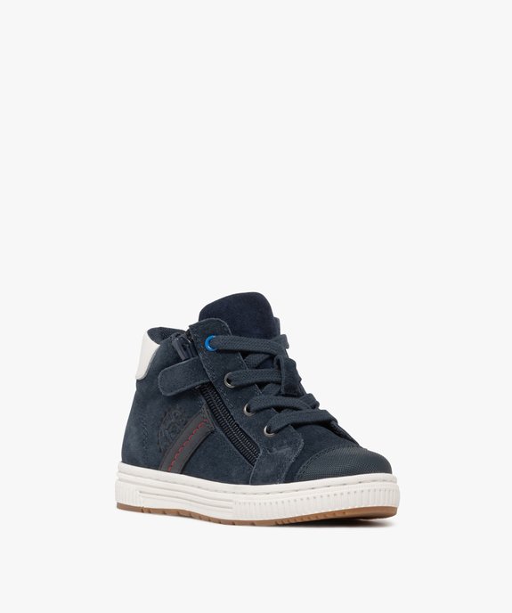 Baskets mid-cut dessus en cuir suédé à zip et lacets garçon - Buggy vue2 - BUGGY GEMO FOR GOOD - GEMO