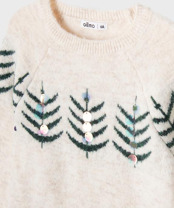 Pull de Noël col rond fille vue2 - GEMO (ENFANT) - GEMO