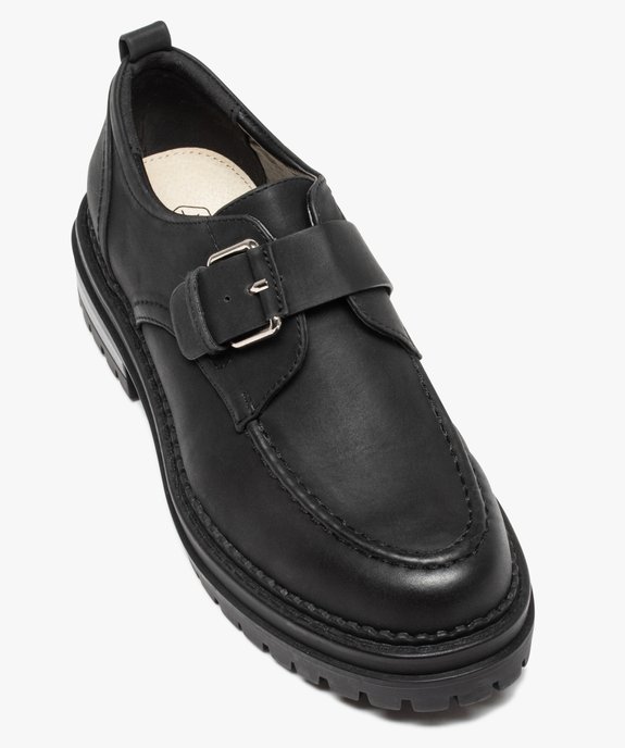 Derbies femme unis à bride à boucle et semelle crantée vue6 - GEMO (CASUAL) - GEMO