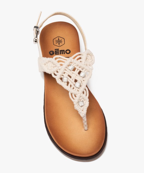 Sandales femme à entre-doigts dessus en macramé uni avec bijoux strass vue5 - GEMO (CASUAL) - GEMO