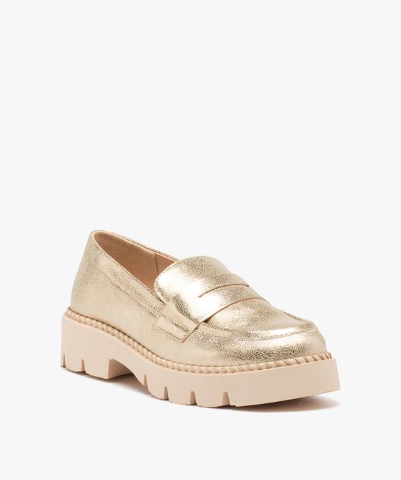 Mocassins femme unis métallisés à semelle épaisse et crantée vue3 - GEMO (CASUAL) - GEMO