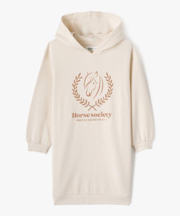 Robe sweat imprimée à capuche fille vue1 - GEMO 4G FILLE - GEMO