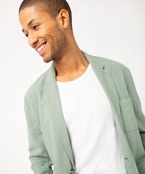 Veste de costume homme en lin mélangé vue2 - GEMO 4G HOMME - GEMO