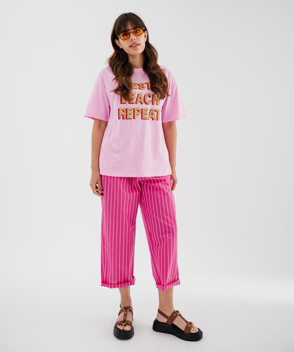 Pantalon en toile fine rayée femme vue5 - GEMO(FEMME PAP) - GEMO