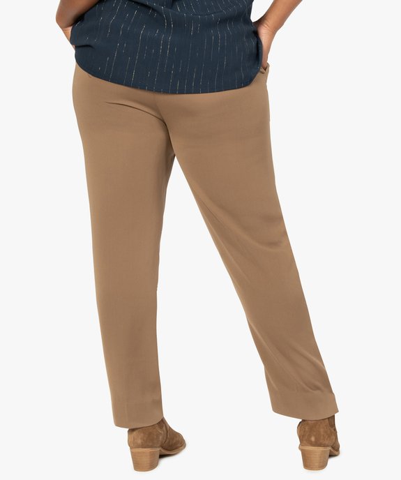 Pantalon femme en toile avec ceinture élastiquée vue3 - GEMO (G TAILLE) - GEMO