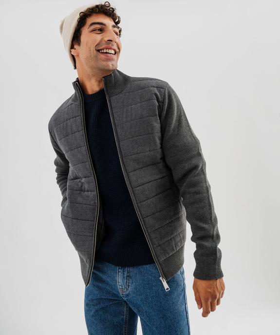 Gilet bimatière avec col montant et buste matelassé homme vue6 - GEMO (HOMME) - GEMO