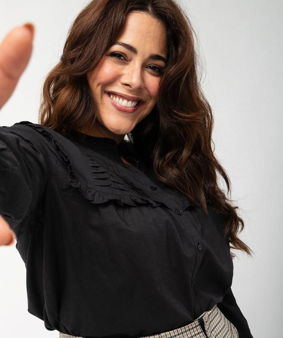Chemise en coton avec plastron froncé femme grande taille vue1 - GEMO (G TAILLE) - GEMO
