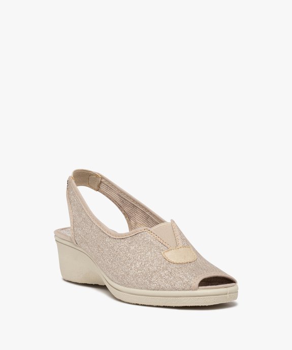 Sandales confort femme dessus en toile brillante vue2 - GEMO (CONFORT) - GEMO