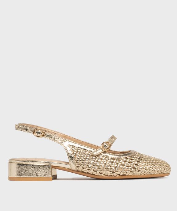 Escarpins slingback à talon plat et tige ajourée femme vue1 - FOLLOW ME - GEMO