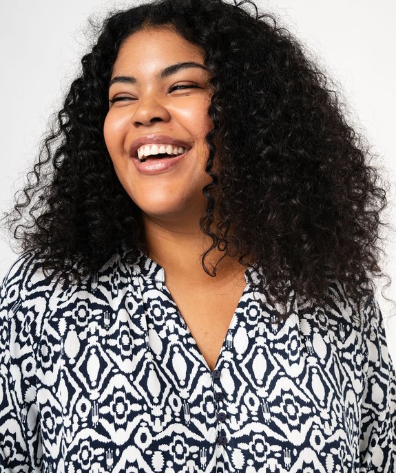 Blouse imprimée à manches 3/4 femme grande taille vue2 - GEMO 4G GT - GEMO