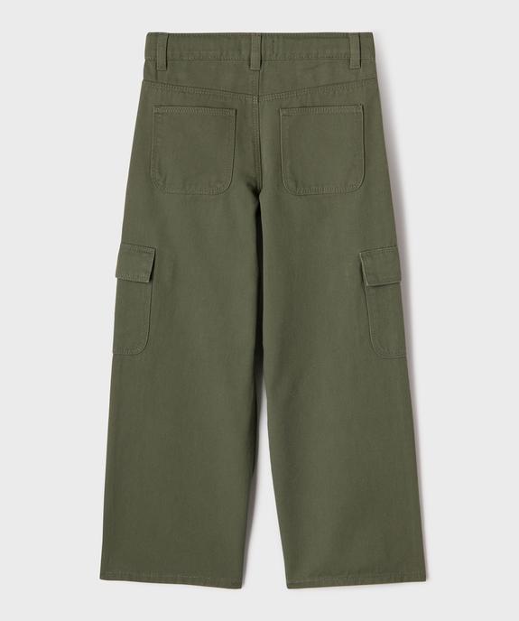 Pantalon cargo large en coton uni fille vue3 - GEMO 4G FILLE - GEMO