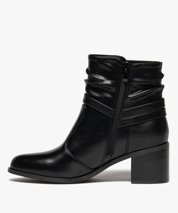 Bottes femme à talon carré et col effet plissé avec zip vue4 - GEMO(URBAIN) - GEMO