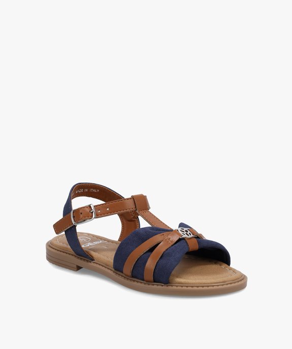 Sandales fille à brides en toile et matière lisse vue2 - GEMO (ENFANT) - GEMO