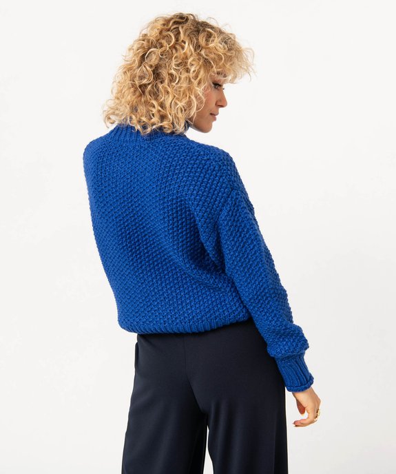 Pull à col montant en maille fantaisie femme vue3 - GEMO(FEMME PAP) - GEMO