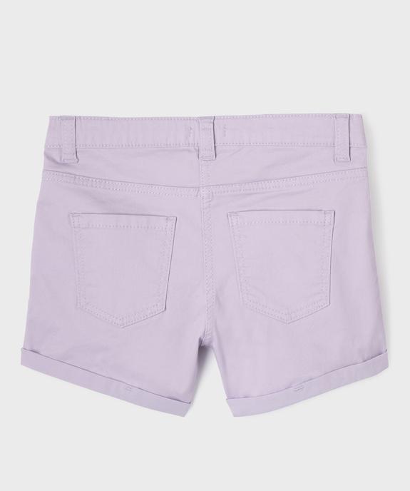 Short en coton stretch avec revers fille vue3 - GEMO (JUNIOR) - GEMO