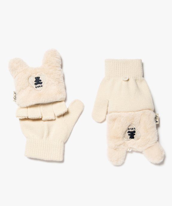 Gants fille 2-en-1 avec mitaines en sherpa - LuluCastagnette vue2 - LULUCASTAGNETTE - GEMO