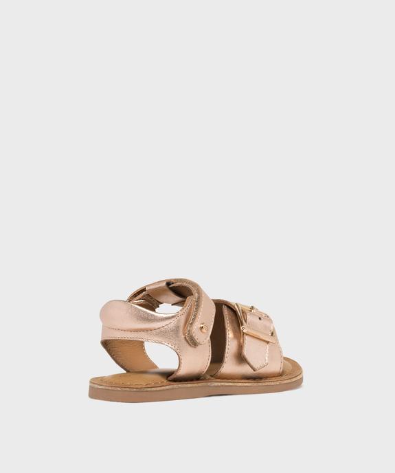 Sandales en cuir métallisé fermeture scratch fille - LuluCastagnette vue4 - LULUCASTAGNETTE - GEMO