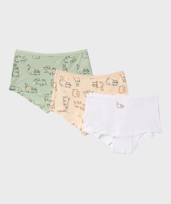 Boxers en coton stretch à motifs animaux fille (lot de 3) vue1 - GEMO 4G FILLE - GEMO
