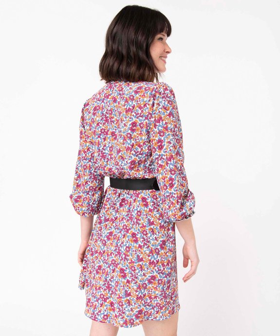 Robe femme à motifs fleuris avec détails smockés vue3 - GEMO(FEMME PAP) - GEMO
