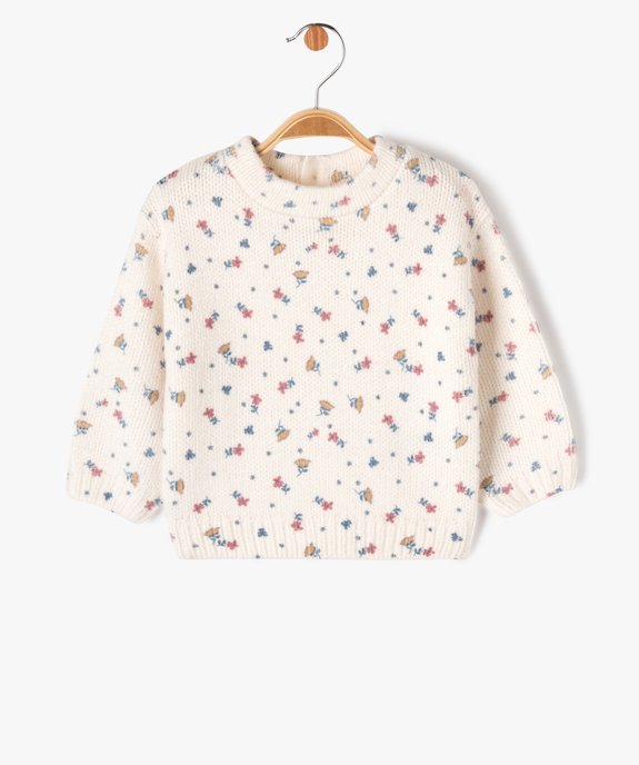 Pull grosse maille fleuri bébé fille vue1 - LULUCASTAGNETTE - GEMO