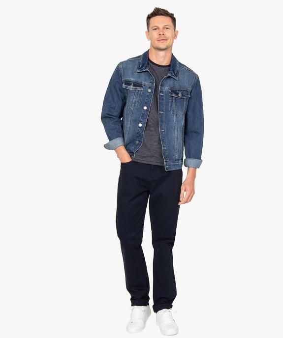 Pantalon homme slim uni en coton stretch vue5 - GEMO (HOMME) - GEMO