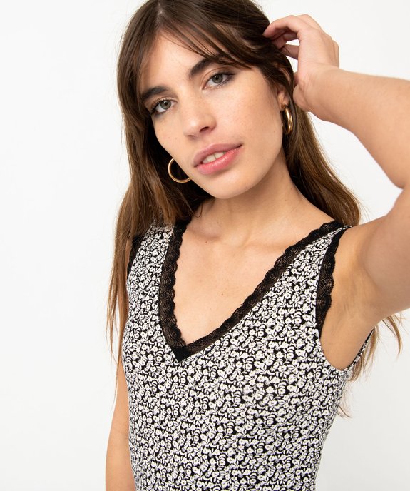 Débardeur femme à motifs et finitions dentelle vue2 - GEMO 4G FEMME - GEMO