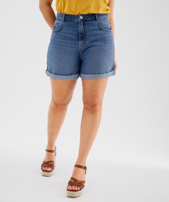 Short en jean coupe mom à revers femme grande taille vue1 - GEMO (G TAILLE) - GEMO