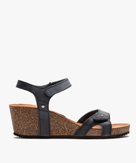 Sandales femme à talon compensé et fines brides scratch vue1 - GEMO(URBAIN) - GEMO