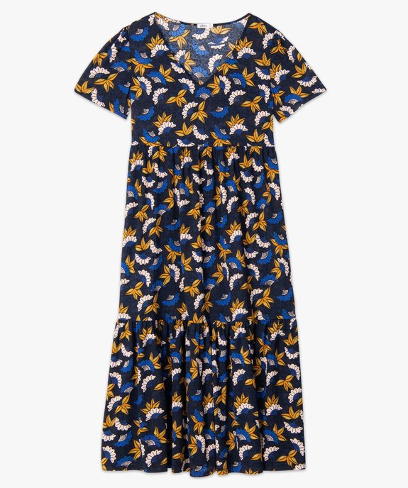 Robe femme à manches courtes avec motifs fleuris vue4 - GEMO(FEMME PAP) - GEMO