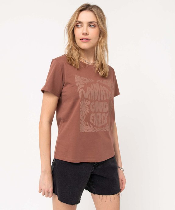 Tee-shirt femme imprimé à manches courtes vue2 - GEMO(FEMME PAP) - GEMO