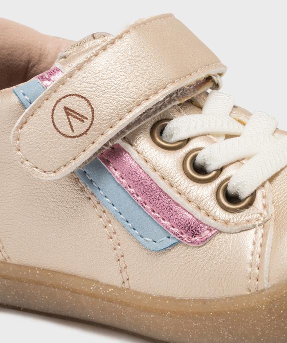 Chaussures premiers pas à semelle intérieure cuir et fermeture scratch bébé fille - Alma vue6 - ALMA - GEMO