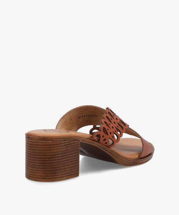 Mules femme à talon et brides croisées en cuir ajouré - Tanéo vue4 - TANEO - GEMO