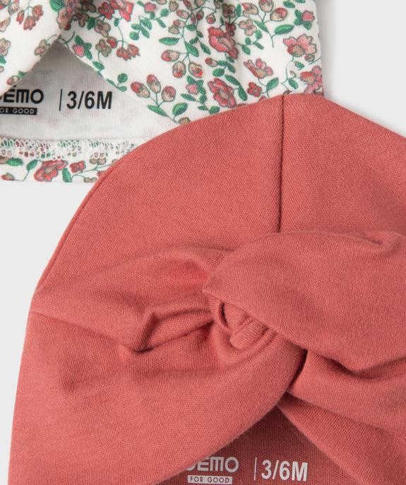 Bonnet de naissance en jersey effet noué bébé fille (lot de 2)  vue2 - GEMO 4G BEBE - GEMO