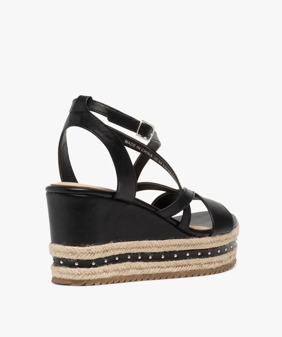 Sandales femme à talon compensé avec clous décoratifs vue4 - GEMO(URBAIN) - GEMO