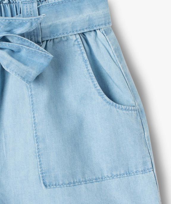 Short fille ample avec ceinture froncée et ceinture à nouer vue4 - GEMO 4G FILLE - GEMO
