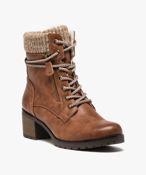Boots femme à talon et col rembourré en maille vue3 - GEMO(URBAIN) - GEMO