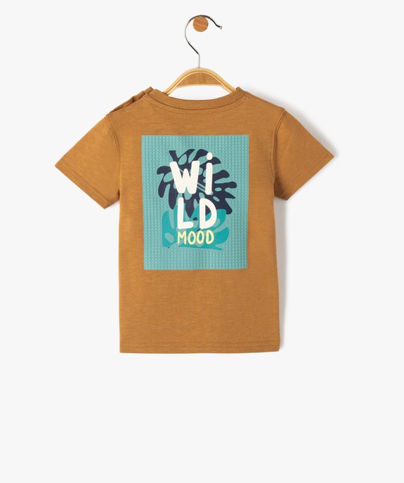 Tee-shirt bébé garçon à manches coutes et motif en relief au dos vue4 - GEMO(BEBE DEBT) - GEMO
