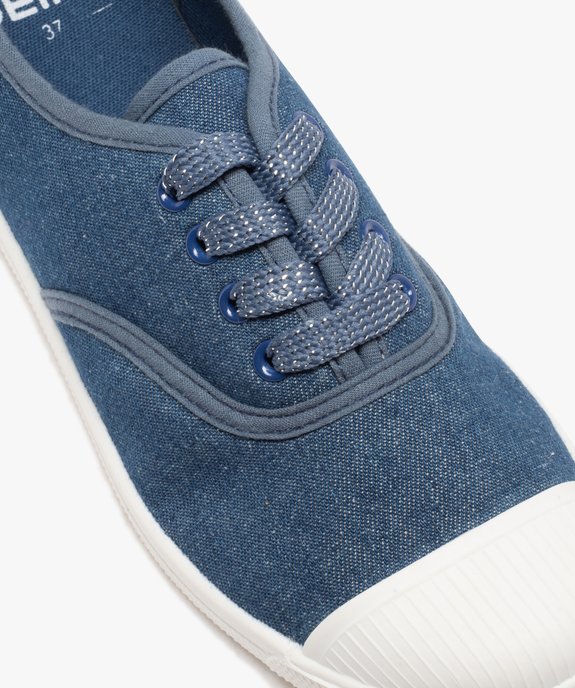 Baskets femme en toile unie style denim avec lacets pailletés vue7 - GEMO 4G FEMME - GEMO
