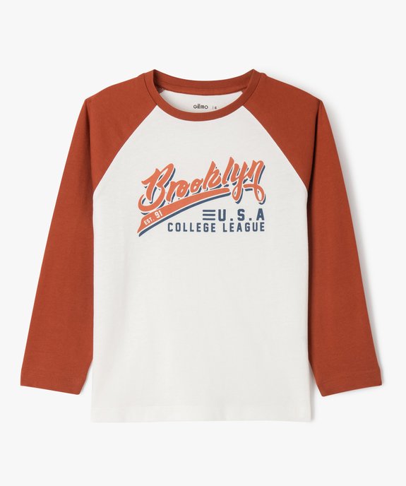 Tee-shirt manches longues raglan imprimé garçon vue1 - GEMO (ENFANT) - GEMO