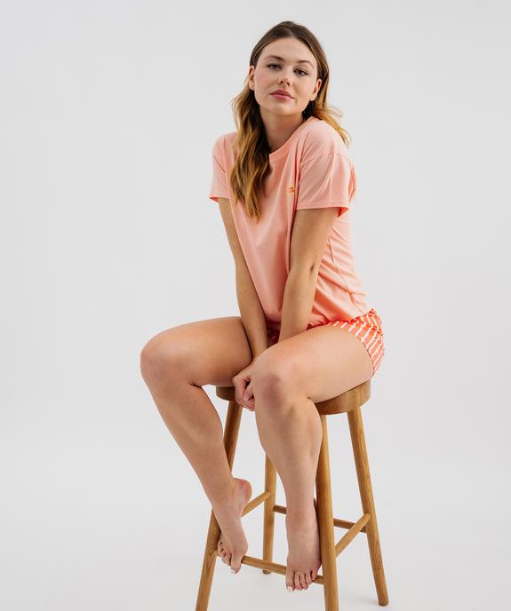 Pyjashort en coton et viscose imprimé femme vue1 - GEMO 4G FEMME - GEMO