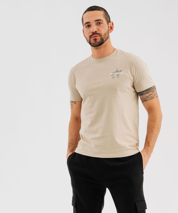 Tee-shirt manches courtes avec motif poitrine homme vue1 - GEMO 4G HOMME - GEMO