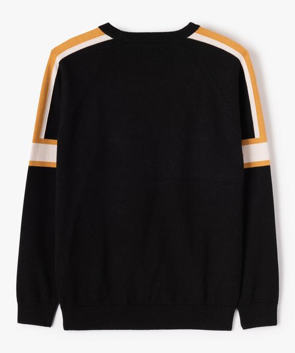 Pull garçon en maille fine à manches rayées vue3 - GEMO (JUNIOR) - GEMO