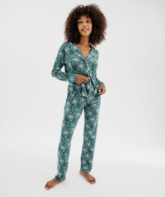 Pyjama deux pièces en viscose femme : chemise et pantalon vue1 - GEMO 4G FEMME - GEMO