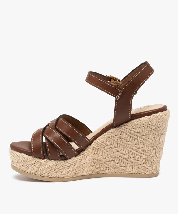 Sandales femme à talon compensé et brides croisées vue3 - GEMO(URBAIN) - GEMO