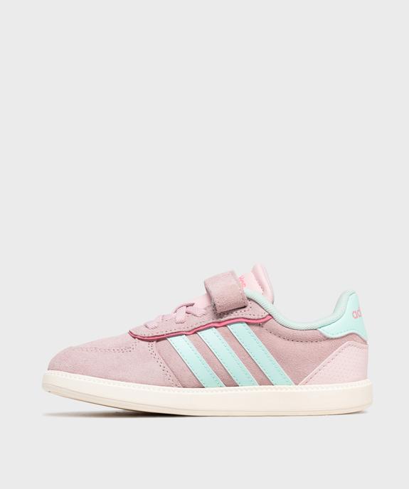 Baskets basses en cuir suédé Breaknet Sleek EL fille - Adidas vue3 - ADIDAS - GEMO