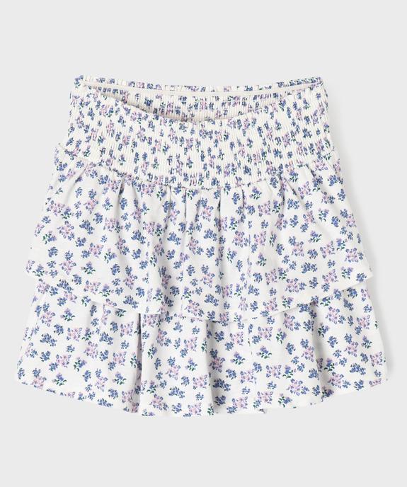 Jupe short fleurie à volants et taille à smocks fille vue5 - GEMO 4G FILLE - GEMO